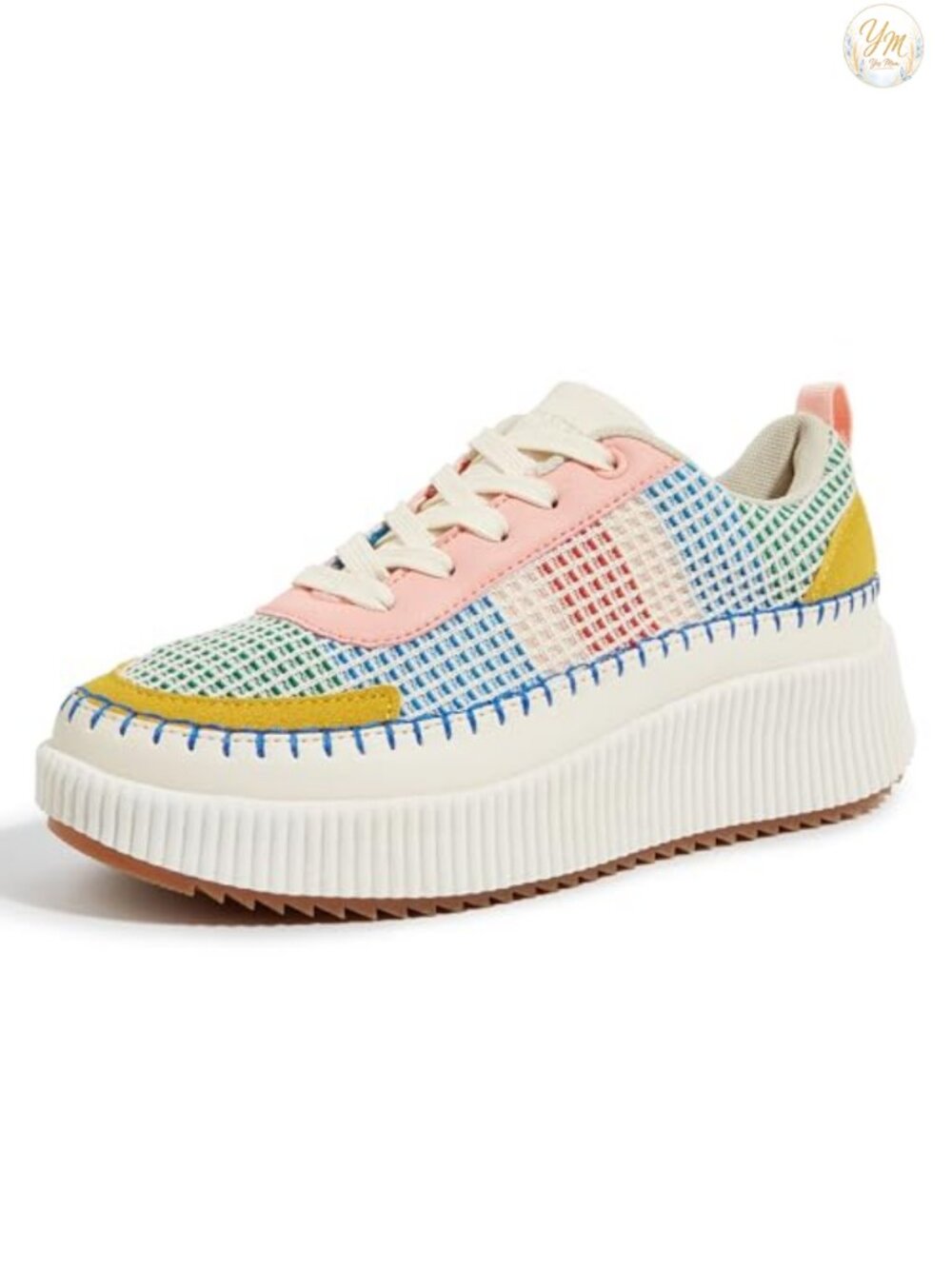 Woven Platform Sneakers Lace-Up Tennis Retro Walking